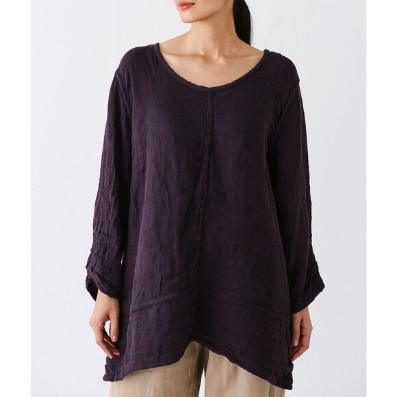 Flax NWOT relaxed fit linen cotton top tunic purple size medium - Picture 1 of 8